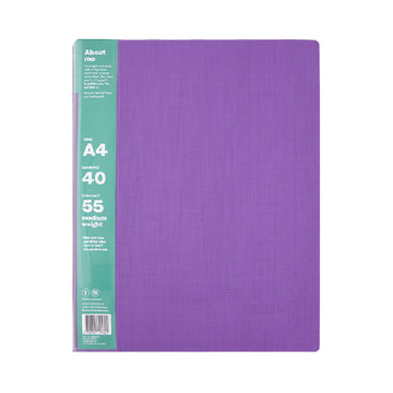 6 Pack x ColourHide A4 My Wingman Display Book Purple 40 Pockets
